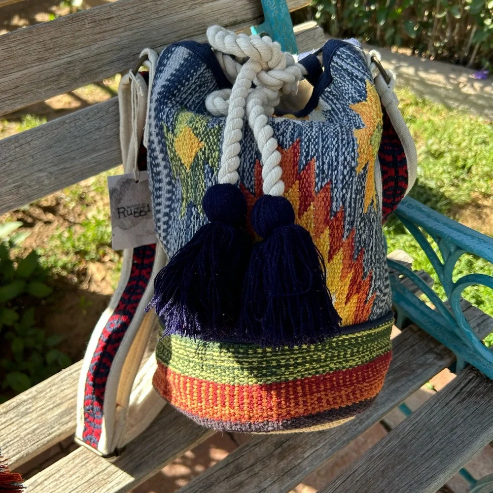 Bohemian Multi Color Bucket Bag NWT